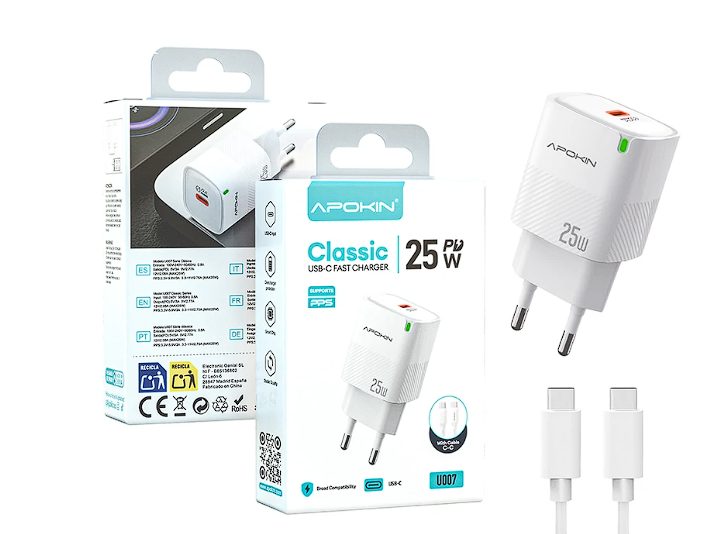 Caricabatterie Tipo C 25 W 3.0A Cavo Tipo C