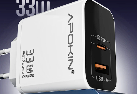 Caricabatterie USB-A + Tipo C QC 3.0 35W Cavo Tipo C